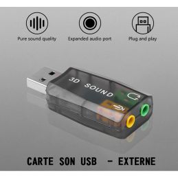 Carte Son USB - Externe 3D Sound (NOIR) Bulk