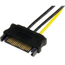 2x SATA 15 broches vers PCI-E 6 broches, 15 cm, noir/jaune (BULK)