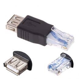 Adaptateur USB 2.0 femelle vers RJ45 mâle /USB AF/8P RJ45